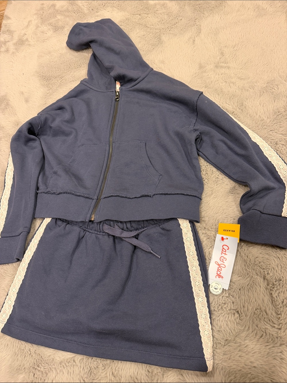 Cat & Jack Girls' Navy Zip Hoodie and Skirt Set 6/7